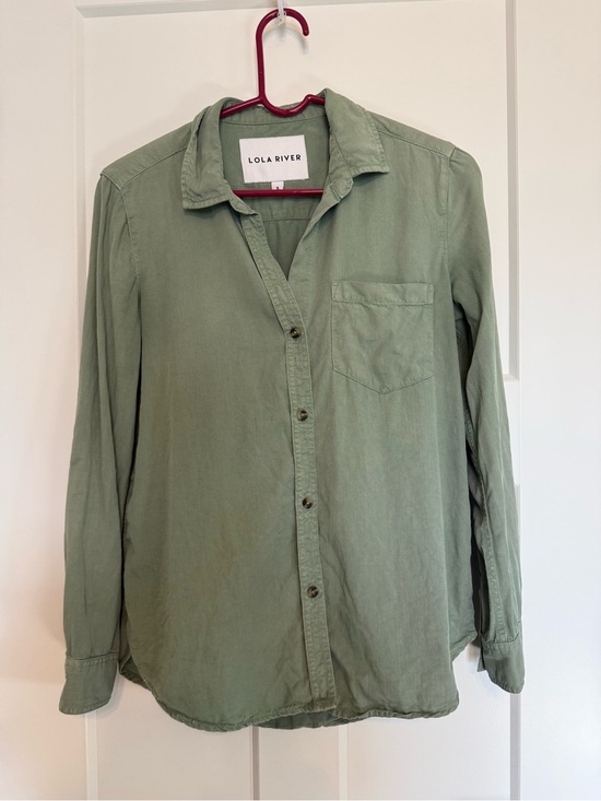 Lola River Tops - Olive Green Button-Up Shirt